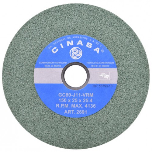 Rueda Abrasiva Verde 6" x 1" x 1" G-80, 2691