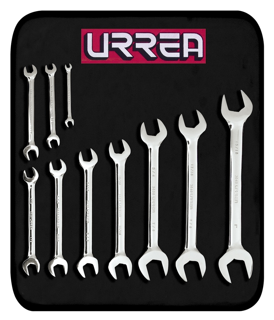 Juego de 10 Llaves Españolas Pulido Espejo en Pulgadas (3000D)