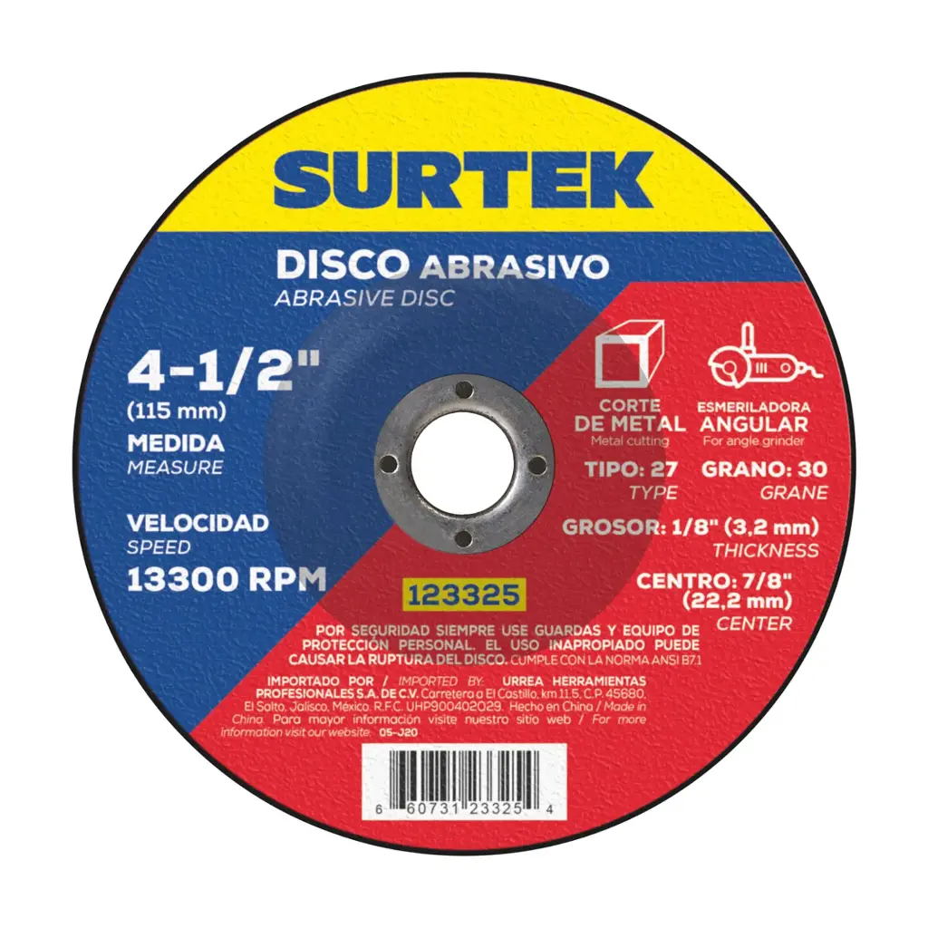DISCO ABRASIVO 4 1/2" CORTE METAL