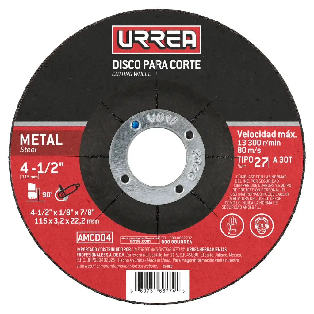DISCO ABRASIVO T-27 PARA METAL 4-1/2" x 1/8 USO EXTRA PESADO