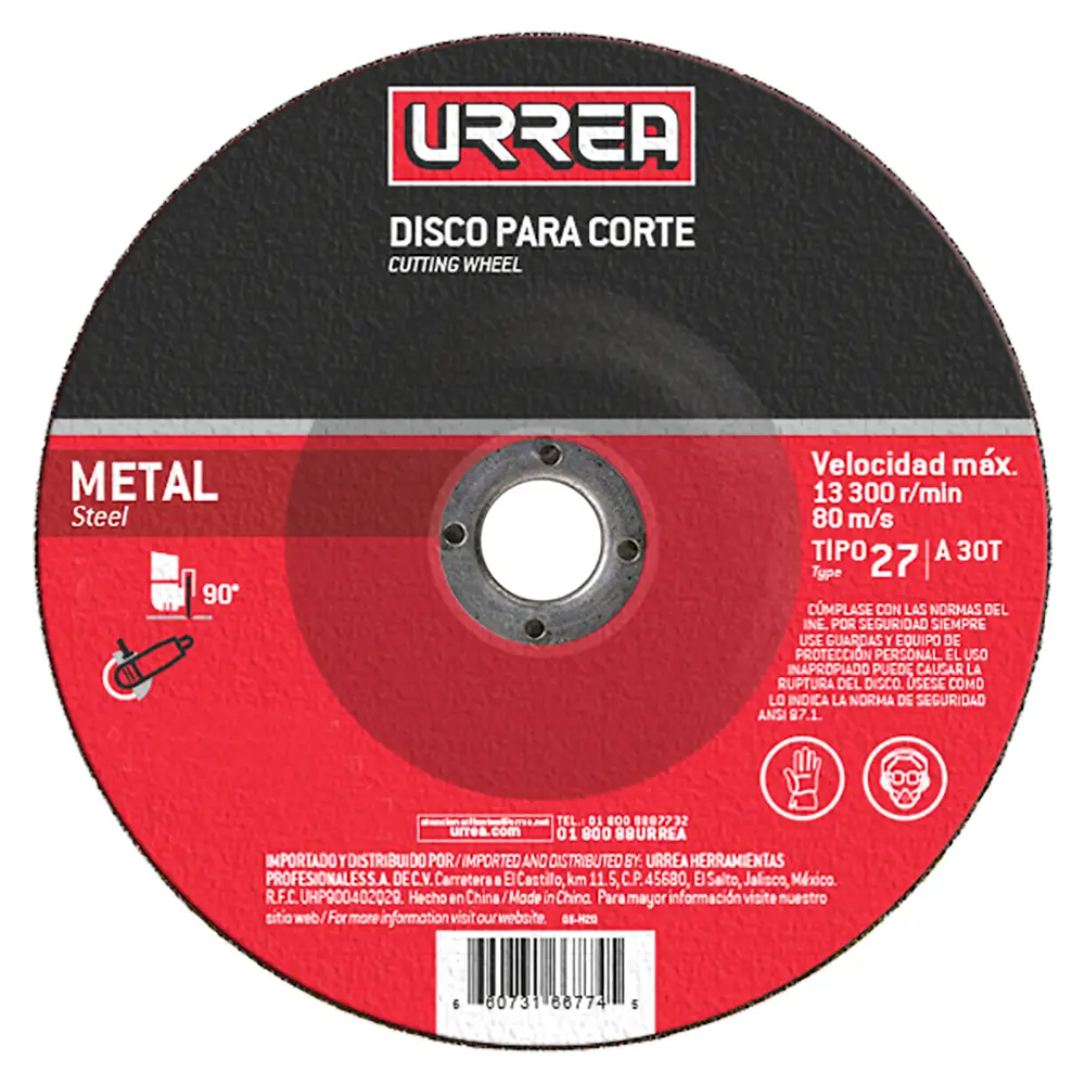 DISCO ABRASIVO TIPO 27 PARA METAL 9 X 1/4 USO MEGA PESADO