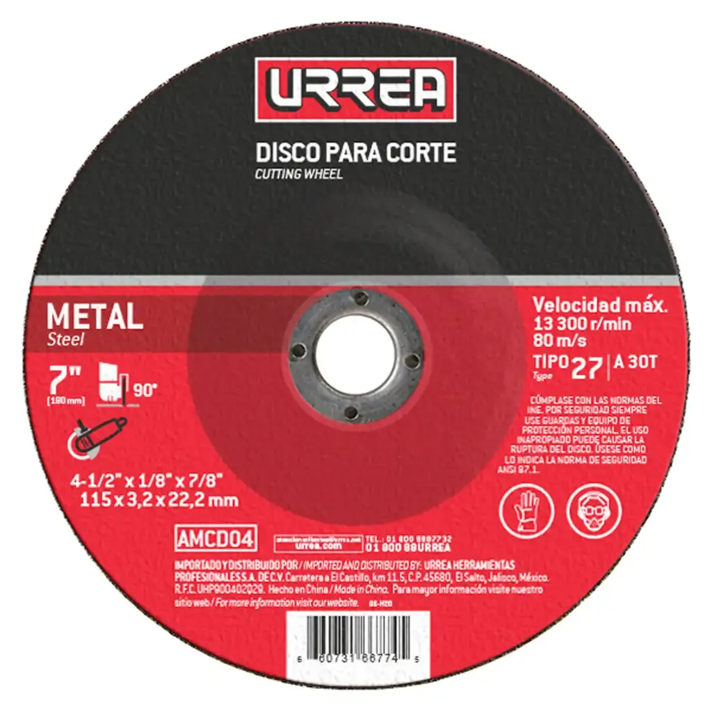 DISCO ABRASIVO TIPO 27 PARA METAL 7 X 1/4 PULGADA USO MEGA PESADO