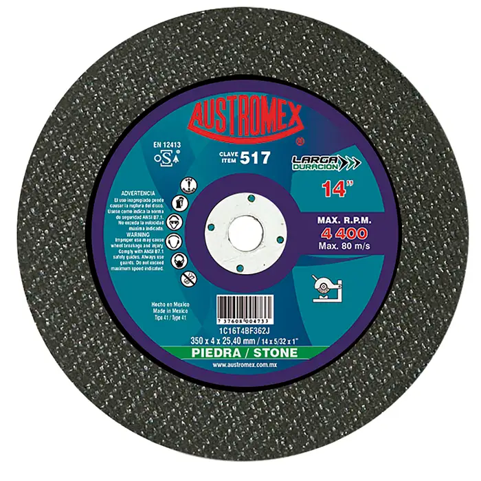 DISCO ABRASIVO CORTE CONCRETO 350 X 4 X 25.4