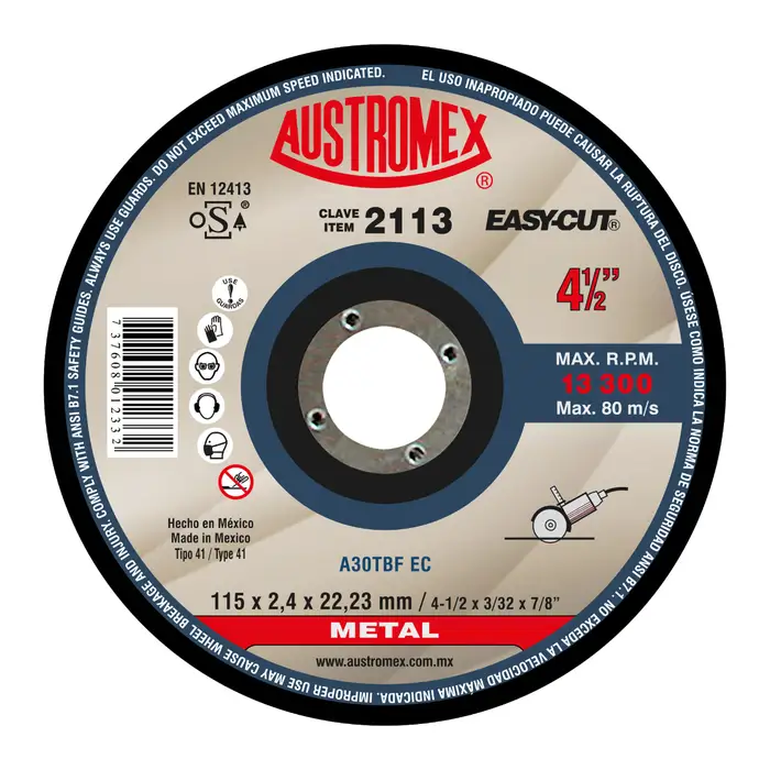 DISCO ABRASIVO CORTE DE 4 1/2"