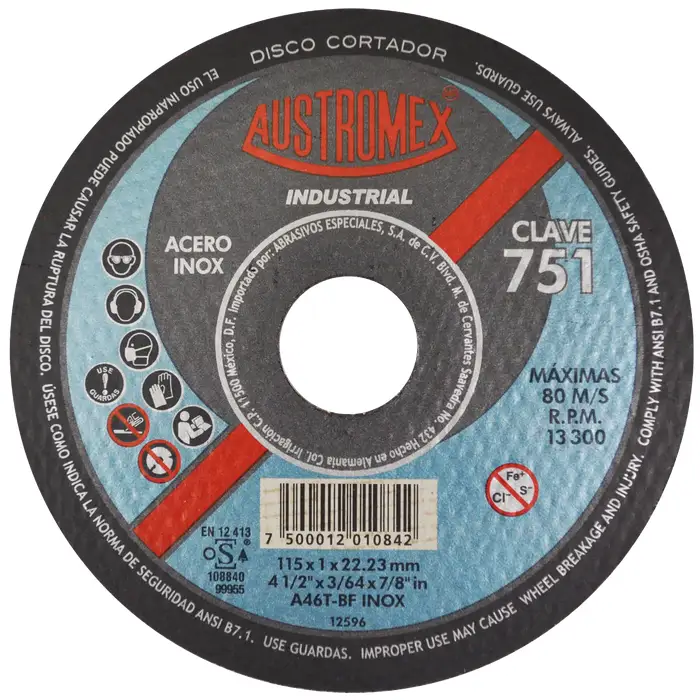 DISCO ABRASIVO CORTE PARA ACERO INOXIDABLE LINEA INDUSTRIAL