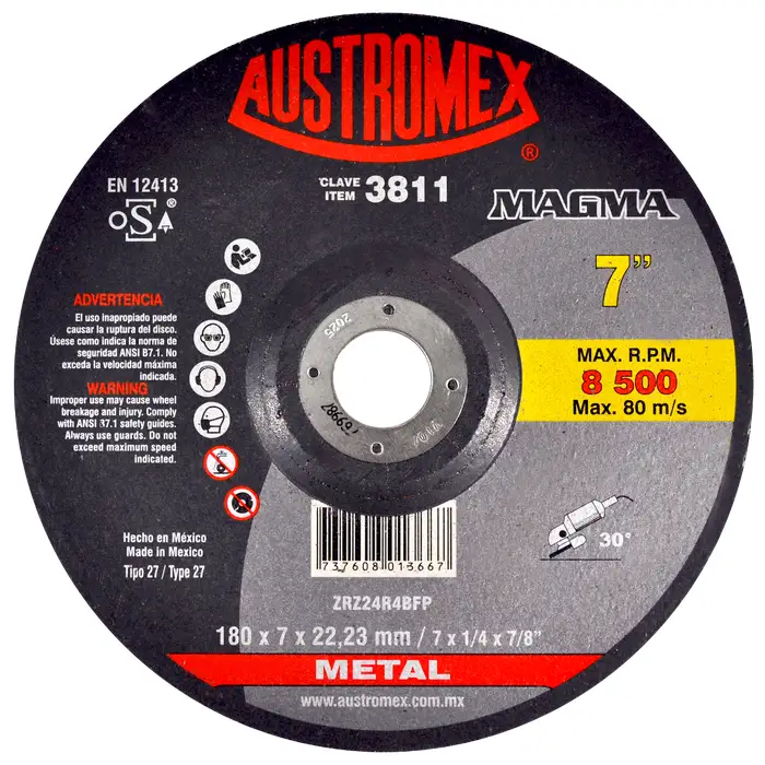 DISCO ABRASIVO DESBASTE 7" X 1/4 X 7/8