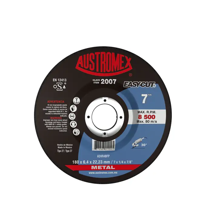 DISCO ABRASIVO DESBASTE AUSTROMEX 7 X 1/4 X 7/8