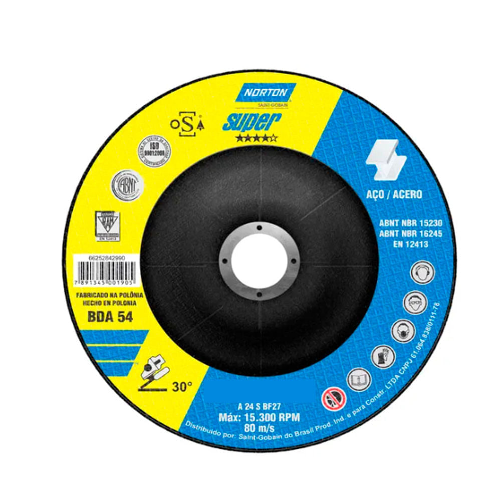 DISCO ABRASIVO DESBASTE 4X1/4X5/8 A60 OBNA2