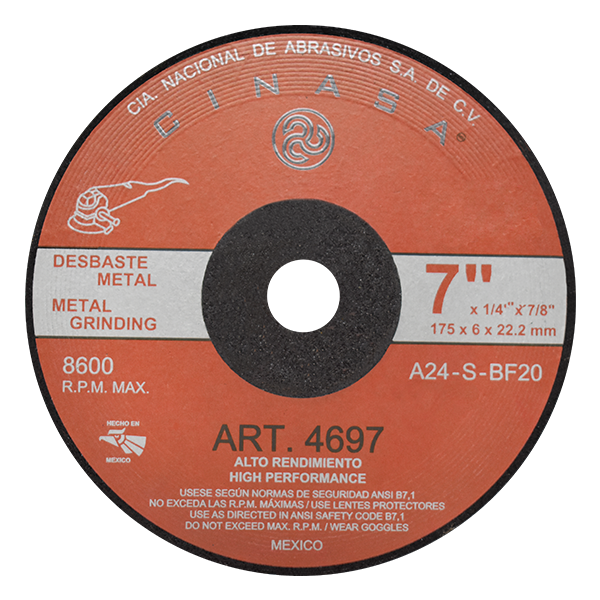 DISCO ABRASIVO 7" X 1/4" X 7/8"