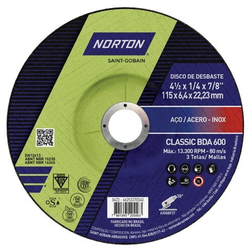 DISCO ABRASIVO DESBASTE 4 1/2 X 1/8 X 7/8 (10119019)