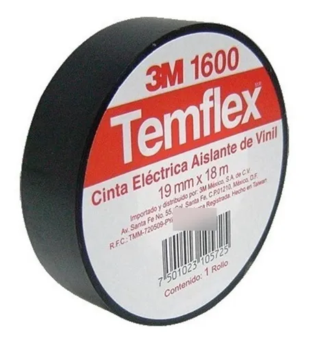 CINTA DE .019 X 18 METROS ELECTRICA TEMFLEX 165  (1600) NEGRA