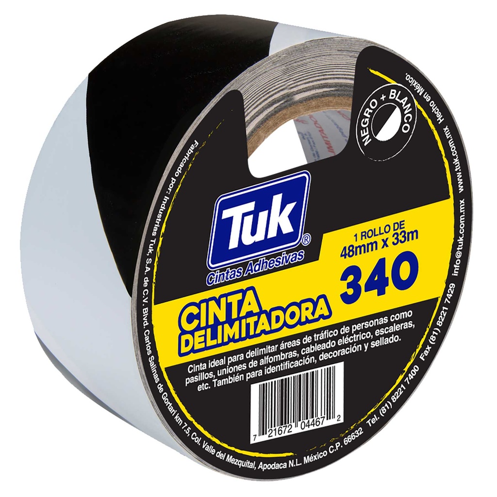 CINTA DE AREAS PARA DELIMITAR BLANCO/NEGRO 48MM X 33METROS MODELO 340