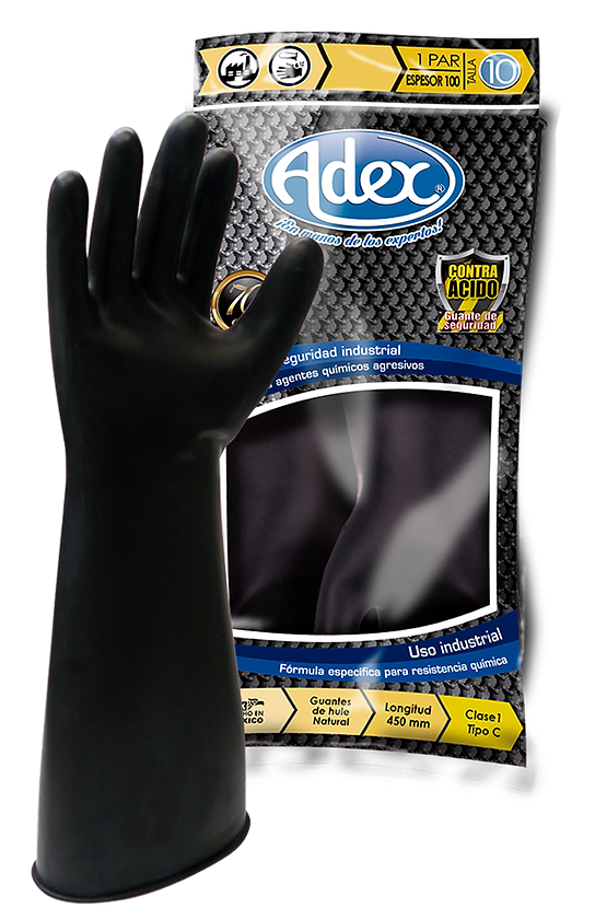 GUANTE NEGRO CONTRA ACIDO ADEX # 10 (17.5 in/450mm)