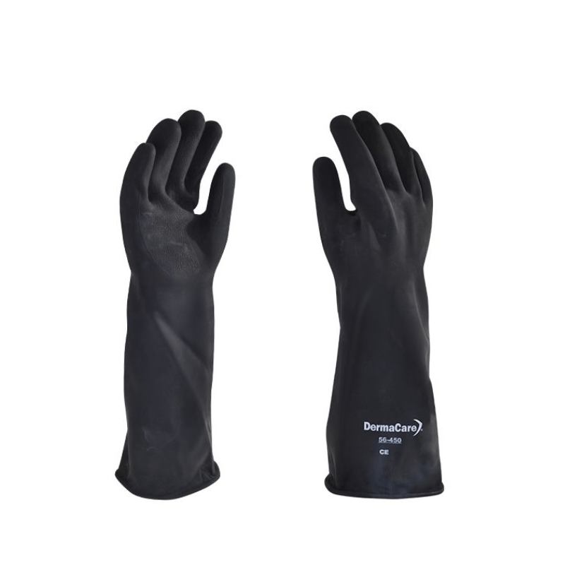 GUANTE DE HULE NATURAL (LÁTEX) NEGRO DE 18" DE LARGO 45 CMS TALLA M