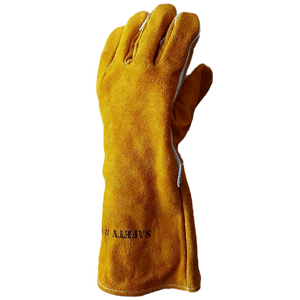 GUANTE DE CARNAZA PARA SOLDADOR COSIDO CON HILO KEVLAR MANO IZQUIERDA