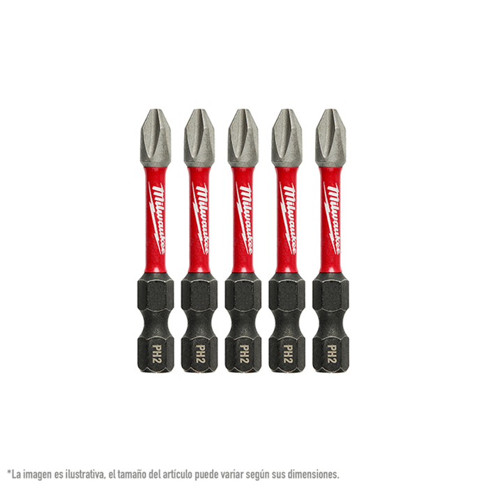 BROCAS DE INSERCIÓN TIPO PHILLIPS NO. 2 PARA IMPACTO SHOCKWAVE (PAQUETE DE 5 PIEZAS)