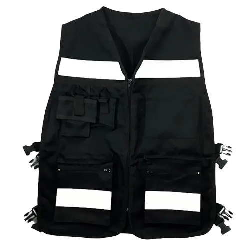 CHALECO BRIGADISTA O SUPERVISOR NEGRO BORDADO CON LOGO + SERIGRAFIA 1 TINTA REVERSO