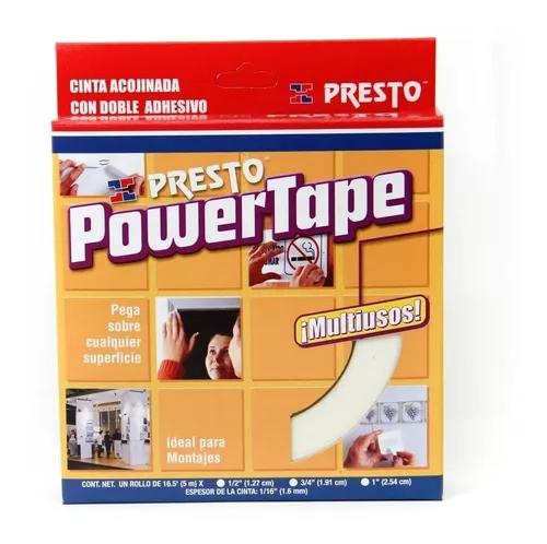 POWER TAPE DOBLE ADHESIVO 1/2 X 5. PRESTO