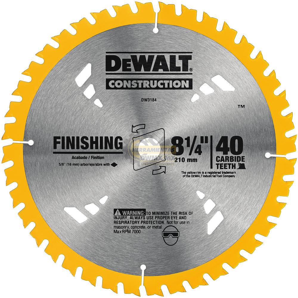 DISCO DEWALT 8 PULGADAS- 1/4 40 DIENTES