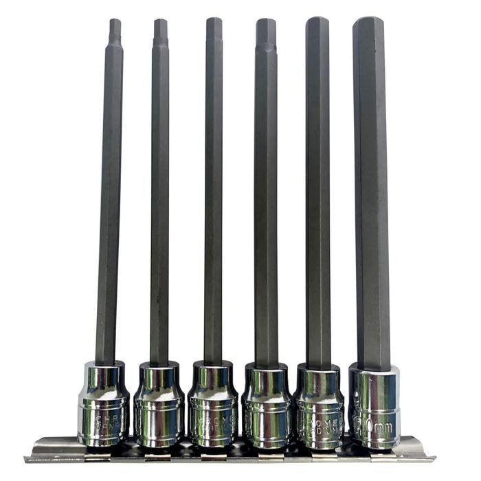 JUEGO DE DADOS PUNTA HEXAGONAL LARGO ENTRADA 1/2 6 PIEZAS