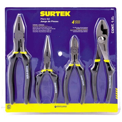 JUEGO DE PINZAS SURTEK MOD 142039 4 PIEZAS