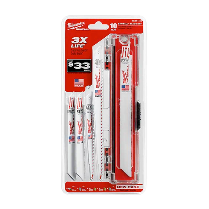 JUEGO DE HOJAS ESTÁNDAR PARA MADERA Y METAL SAWZALL DE 10 PIEZAS