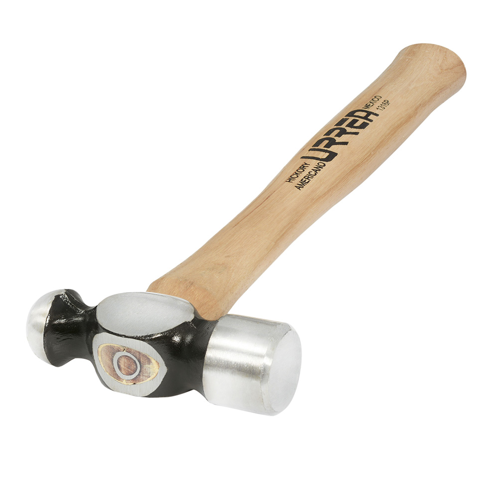 Martillo de bola maquinado con mango de madera de 13", 16 oz