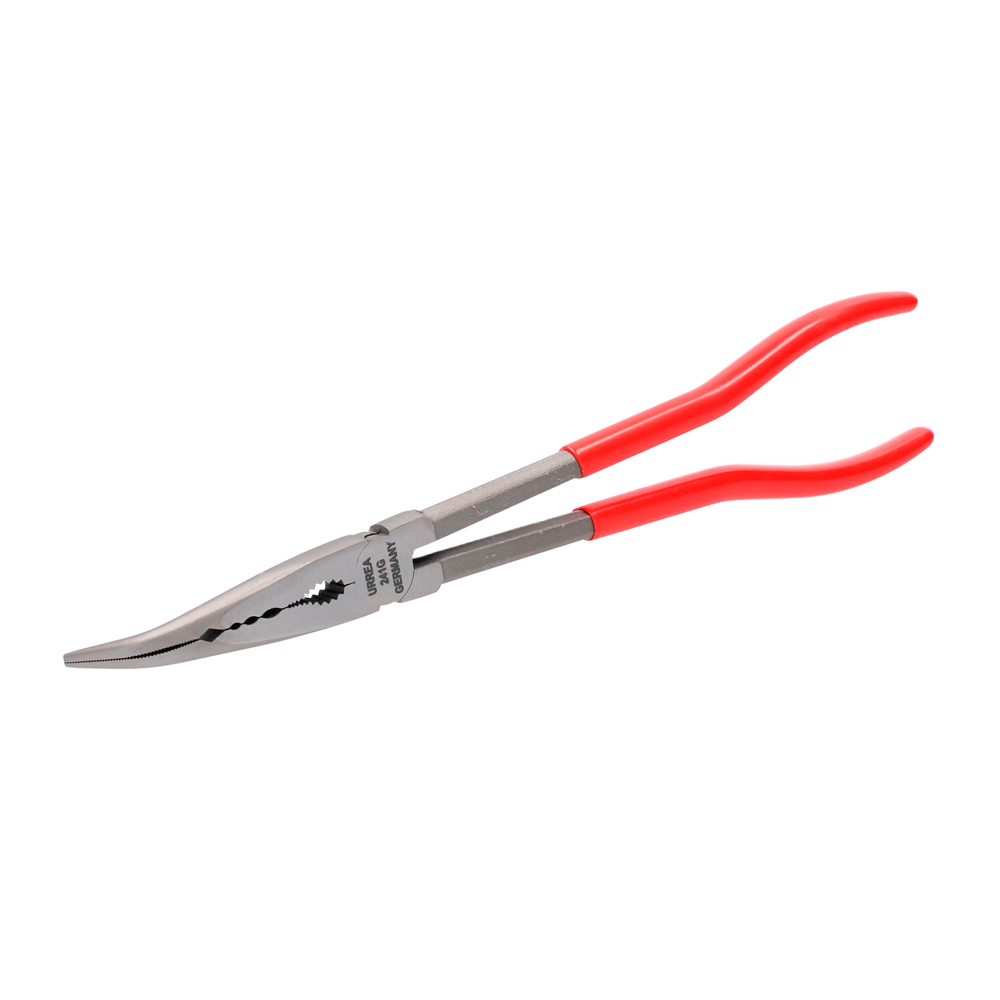 Pinza para electricista con mango rubber grip de 9-5/8" extra larga curva a 45°