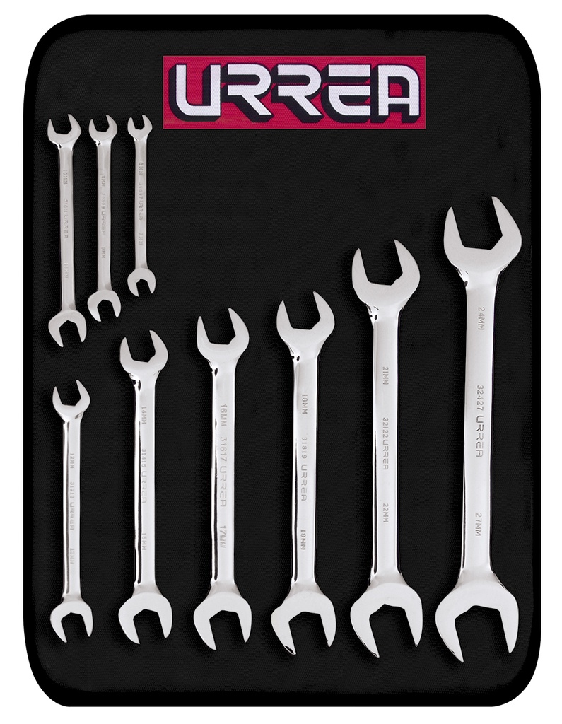 Juego de llaves españolas pulido espejo métricas, 9 piezas