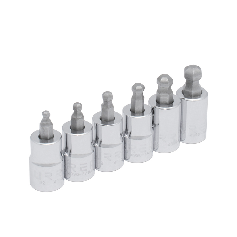 Juego de dados punta hexagonal tipo bola cuadro de 3/8", 6 puntas, en pulgadas, 6 piez