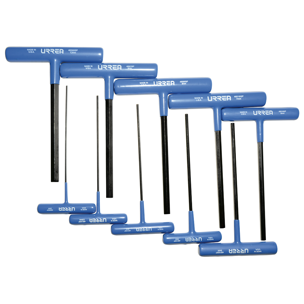 Juego de llaves hexagonales cortas tipo "T" ergonómicas, métricas, 10 piezas