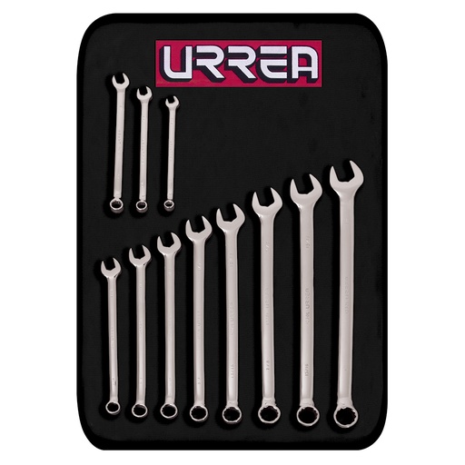 [095-06-27-065] Juego de llaves combinadas extra largas pulido espejo enpulgadas, 12 puntas, 11 piezas