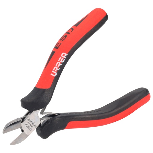 Pinza para electrónica con mango antiestático corte diagonal de 4-1/2" punta delgada