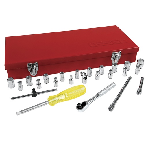 [095-06-02-005] Juego de dados y accesorios cuadro de 1/4" combinado, 25 piezas