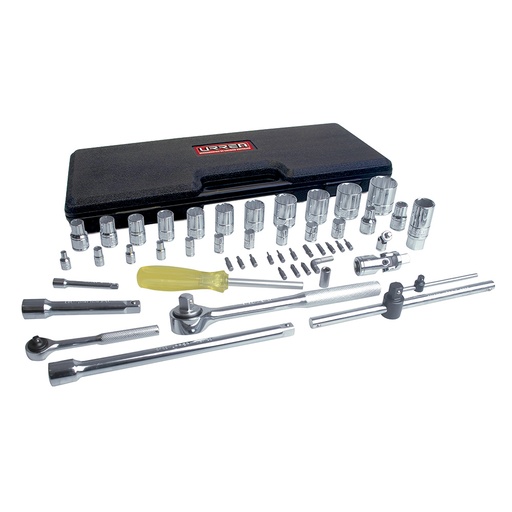 [095-06-02-048] Juego de dados y accesorios cuadro de 1/4" y 1/2" en pulgadas, 50 piezas