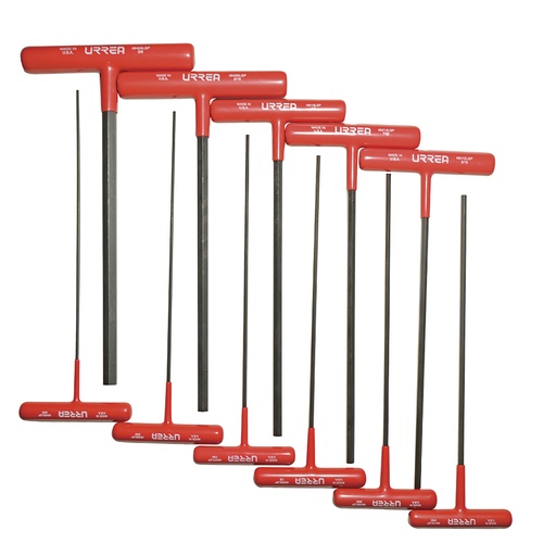 [095-06-38-241] Juego de llaves hexagonales tipo "T" ergonómicas, en pulgadas, 11 piezas