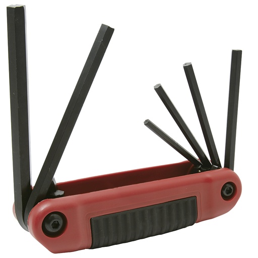 [095-06-38-214] Juego de llaves hexagonales tipo navaja en pulgadas 5/32" a 3/8" estuche bimaterial, 6 pz