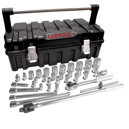 [095-06-02-250] Juego de dados y accesorios cuadro de 3/8" y 1/2" en pulgadas, 37 piezas