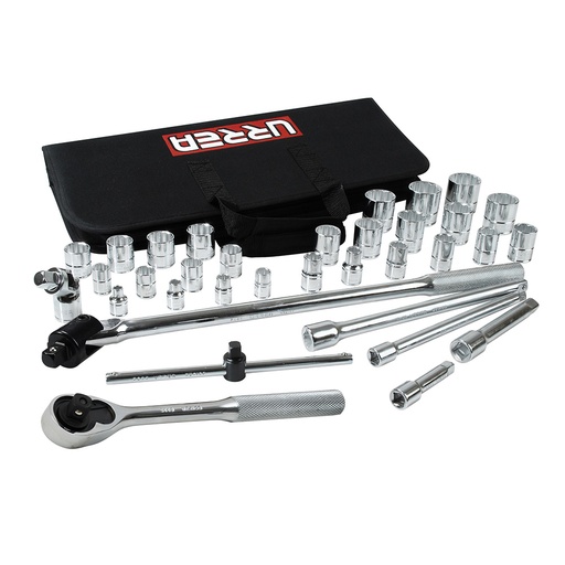 [095-06-02-085] Juego de dados y accesorios cuadro de 3/8" y 1/2" en pulgadas, 35 piezas