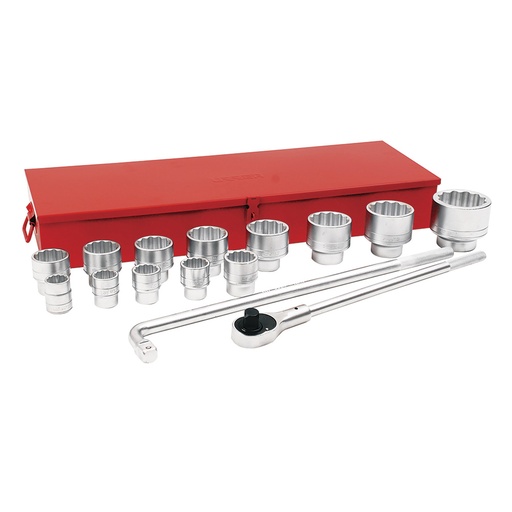 [095-06-02-106] Juego de dados y accesorios cuadro de 1" en pulgadas, 16 piezas