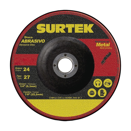 [093-01-04-010] Disco Abrasivo t/27 metal 7x1/4" Surtek 123321