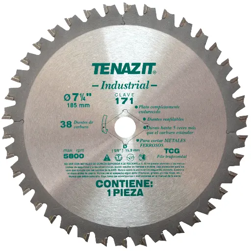 SIERRA PARA CORTE DE MADERA Y PLÁSTICO DE 180 X 22.2 MM