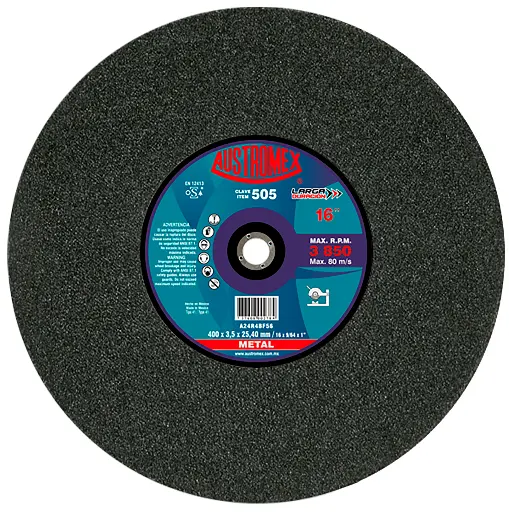 DISCO ABRASIVO DE 400 X 3.5 X 25.40 MM PARA CORTE DE TODO TIPO DE ACERO, HIERRO Y VARILLA