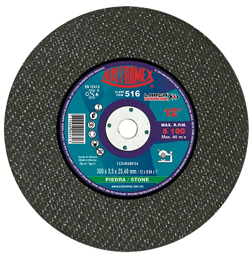 DISCO ABRASIVO DE 300 X 3.5 X 25.40 MM PARA CORTE DE PIEDRA, AZULEJO, MÁRMOL Y CONCRETO