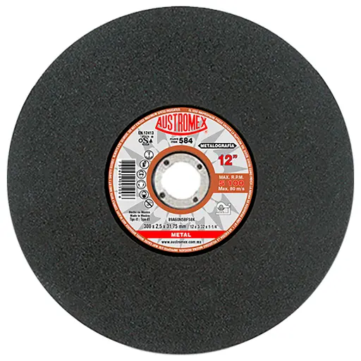 DISCO ABRASIVO DE 300 X 2.5 X 31.75 MM PARA CORTE DE PRUEBAS METALOGRÁFICAS