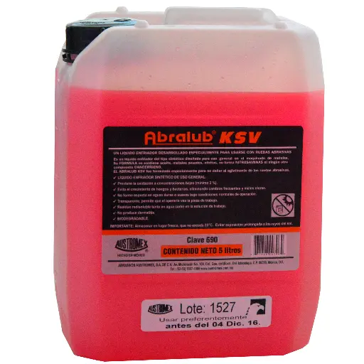 LÍQUIDO ENFRIADOR ABRALUB KSV (5 LITROS) PARA DISMINUIR EL CALOR QUE SE GENERA DURANTE EL PROCESO DE ESMERILADO