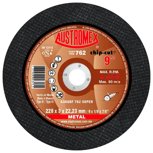 DISCO ABRASIVO DE 230 X 3 X 22.23 MM PARA CORTE DE ACERO Y FUNDI+A605:K605CIÓN
