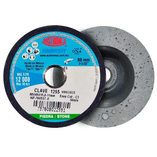COPA SHELLAC - TIPO 11 DE 80 X 45 X 15.9-11 MM, EASY CUT - C3 PARA PULIDO DE MÁRMOL, GRANITO Y TERRAZO.