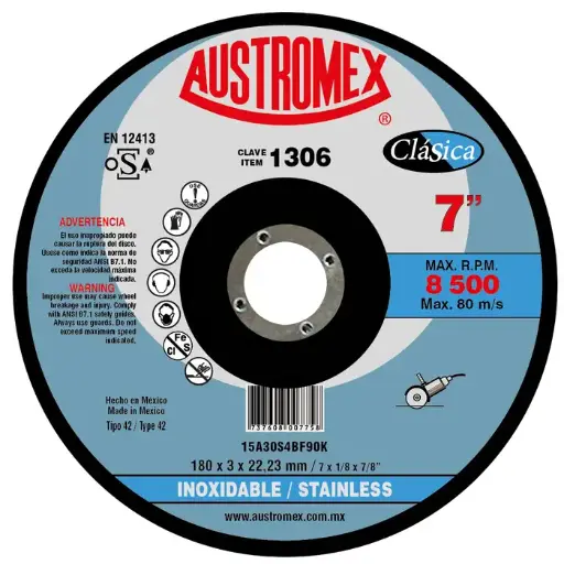 [109-01-03-028] DISCO ABRASIVO TIPO 27 DE 7" DESBASTE MOD 1306