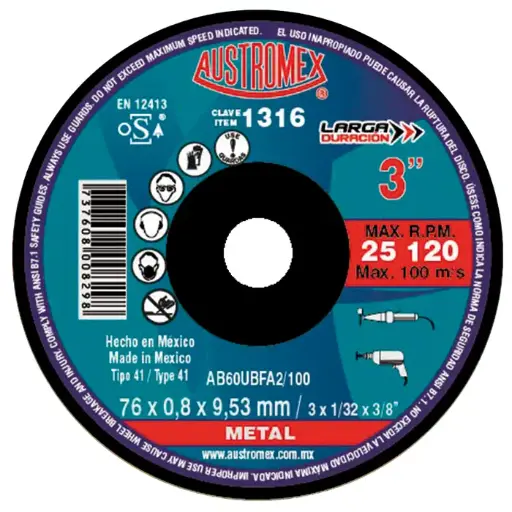 [109-01-03-036] DISCO ABRASIVO CORTE 3" X 1/32" X 3/8"